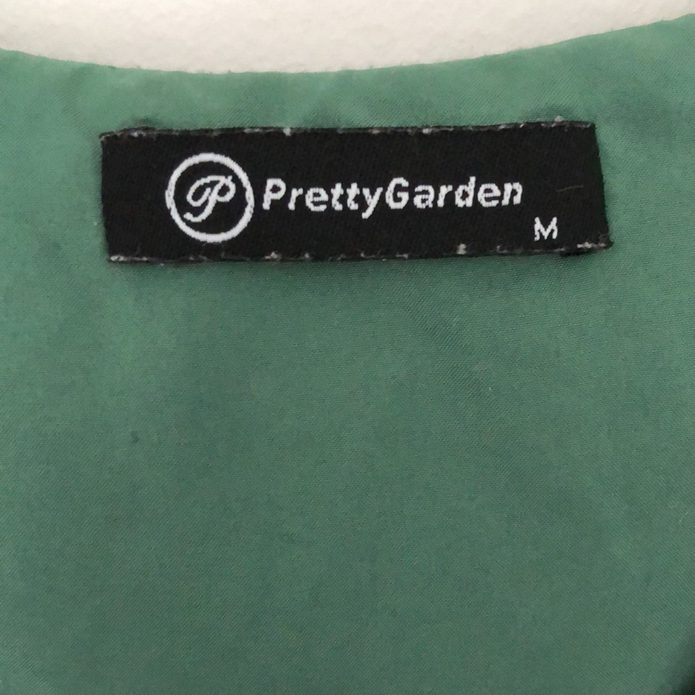 M Green Cotton Dress Pockets Flowy Ruffle Lined Midi Spring - Picture 5 of 10